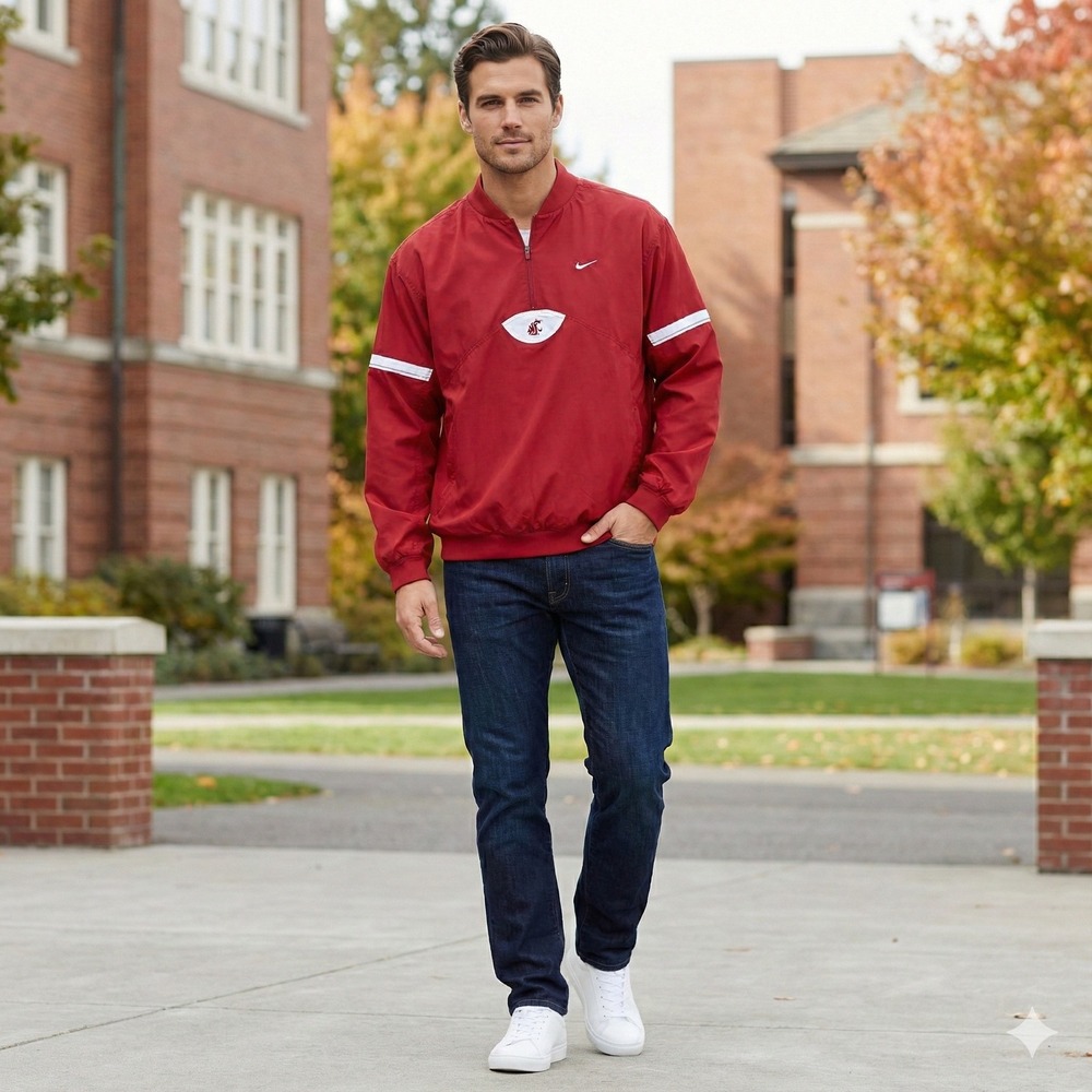 WSU Washington Cougars Nike Team Half Zip Pullover Windbreaker Jacket Men L Golf